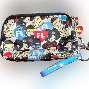 Harajuku Lovers Wristlet Pouch FL Print w/ Charms Keychain Mini Bag